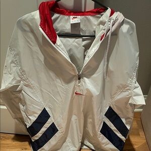 Vintage Nike gray, navy and Red Hooded jacket size Small (but runs like a med/L)